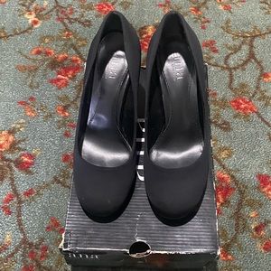 a.n.a. black round toe high heels